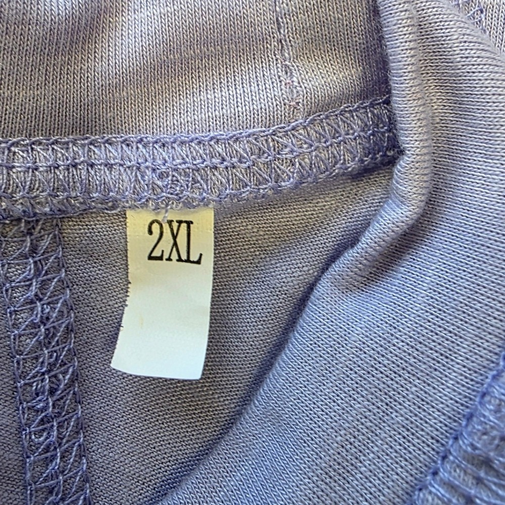 Lavender Open Back Crisscross Long Sleeve Top Slub Knit Raw Hem Purple 2XL - Picture 3 of 6